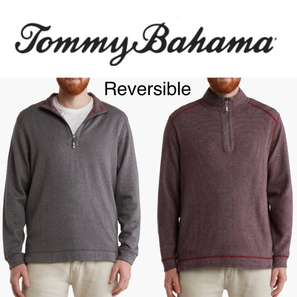Tommy Bahama Mens Alpine View Reversible Half-Zip Pullover Sweater Size 2XL NWT